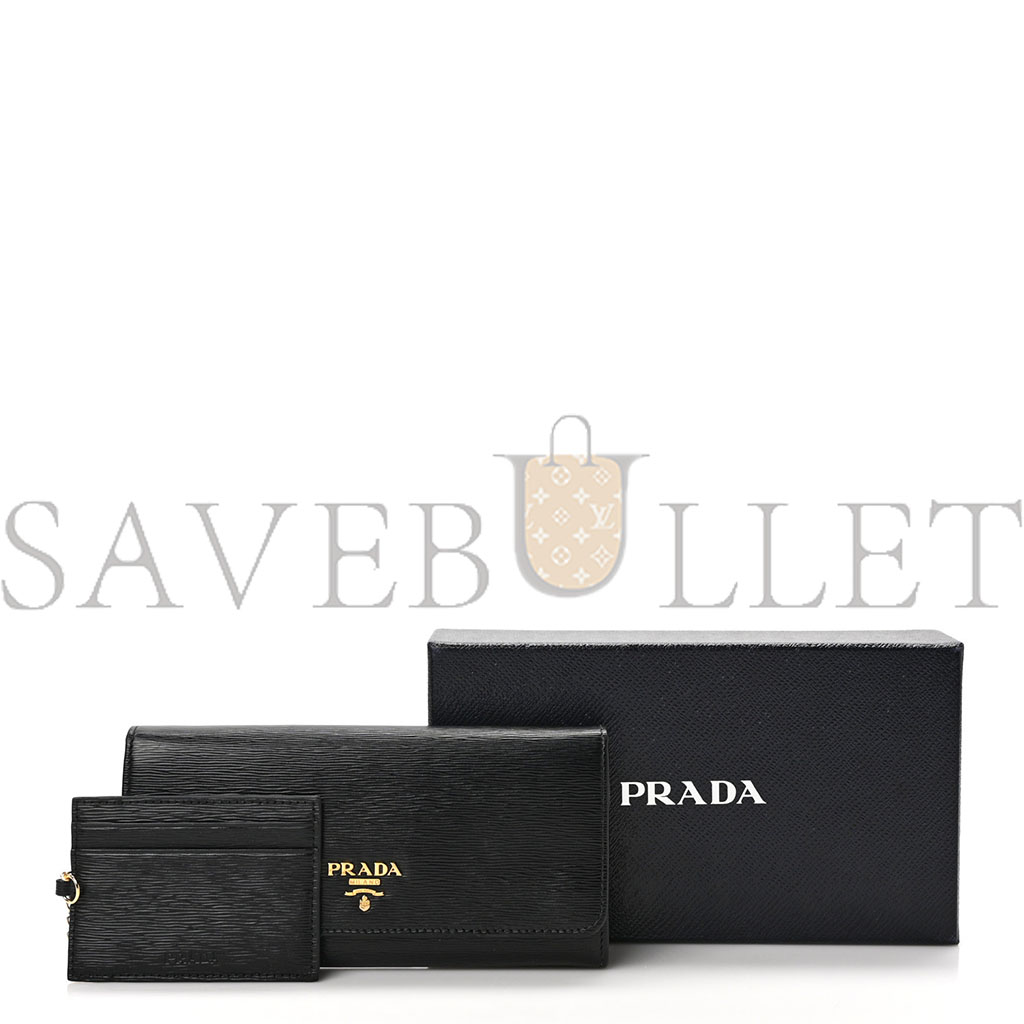 PRADA VITELLO MOVE CONTINENTAL FLAP WALLET BLACK (21*11*2cm) PRADA VITELLO MOVE CONTINENTAL FLAP WALLET BLACK (21*11*2cm)