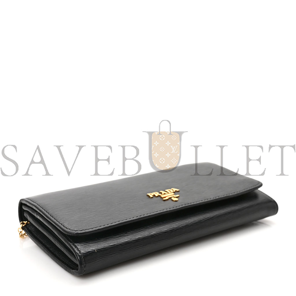 PRADA VITELLO MOVE CONTINENTAL FLAP WALLET BLACK (21*11*2cm) PRADA VITELLO MOVE CONTINENTAL FLAP WALLET BLACK (21*11*2cm)