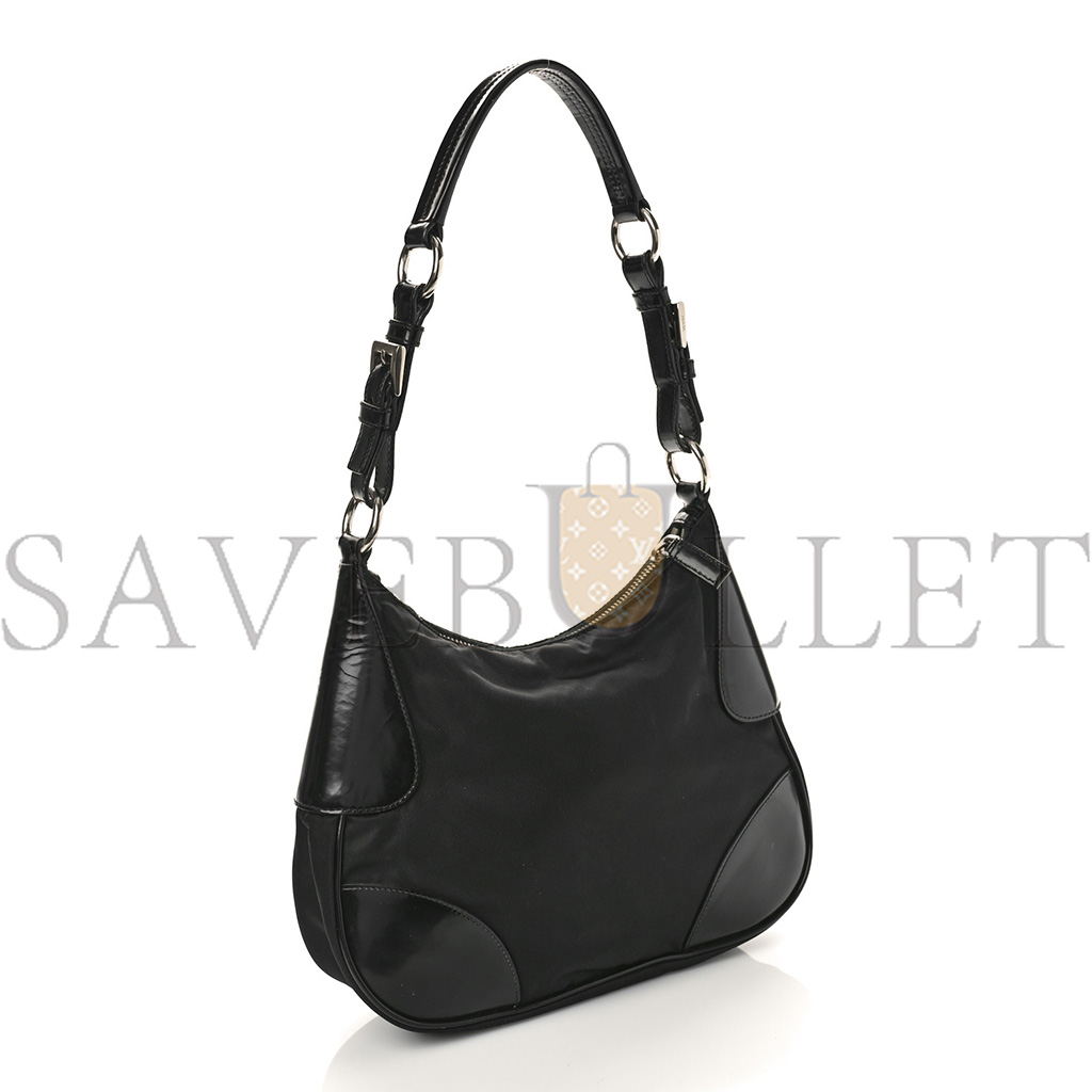 PRADA TESSUTO NYLON VITELLO HOBO NERO BLACK (31*23*11cm) PRADA TESSUTO NYLON VITELLO HOBO NERO BLACK (31*23*11cm)