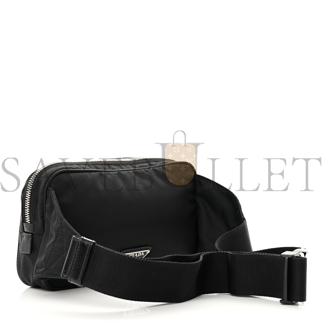 PRADA TESSUTO RE-NYLON LOGO PRINT BELT BAG BLACK (22*13*6cm) PRADA TESSUTO RE-NYLON LOGO PRINT BELT BAG BLACK (22*13*6cm)