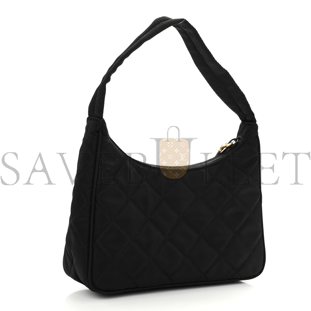 PRADA TESSUTO NYLON IMPUNTU QUILTED SHOULDER BAG BLACK (23*13*6cm) PRADA TESSUTO NYLON IMPUNTU QUILTED SHOULDER BAG BLACK (23*13*6cm)