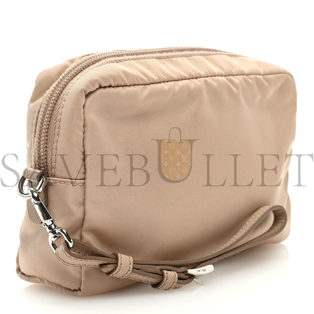 PRADA TESSUTO NYLON SAFFIANO WRISTLET CAMMEO (17*11*4cm) PRADA TESSUTO NYLON SAFFIANO WRISTLET CAMMEO (17*11*4cm)