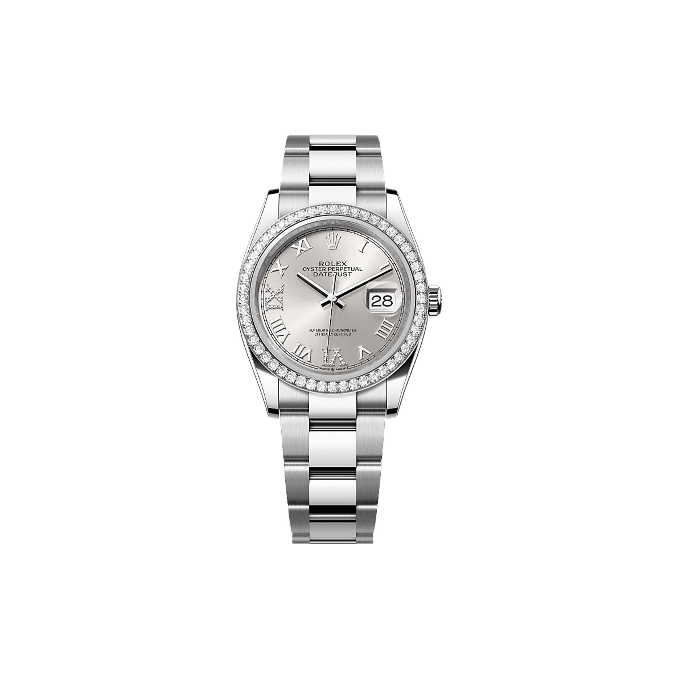 ROLEX DATEJUST 36 OYSTER, 36 MM, OYSTERSTEEL, WHITE GOLD AND DIAMONDS WATCH 126284RBR-0022