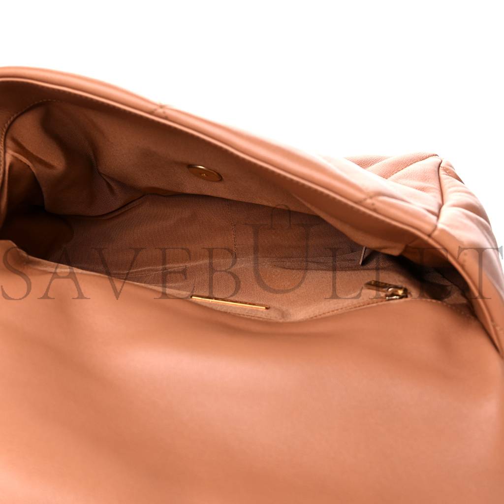 CHANEL LAMBSKIN QUILTED LARGE CHANEL 19 FLAP BROWN GOLD HARDWARE (30*20*9cm) CHANEL LAMBSKIN QUILTED LARGE CHANEL 19 FLAP BROWN GOLD HARDWARE (30*20*9cm)