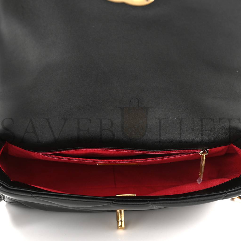 CHANEL LAMBSKIN QUILTED MEDIUM CHANEL 19 FLAP BLACK GOLD HARDWARE (25*16*7cm) CHANEL LAMBSKIN QUILTED MEDIUM CHANEL 19 FLAP BLACK GOLD HARDWARE (25*16*7cm)