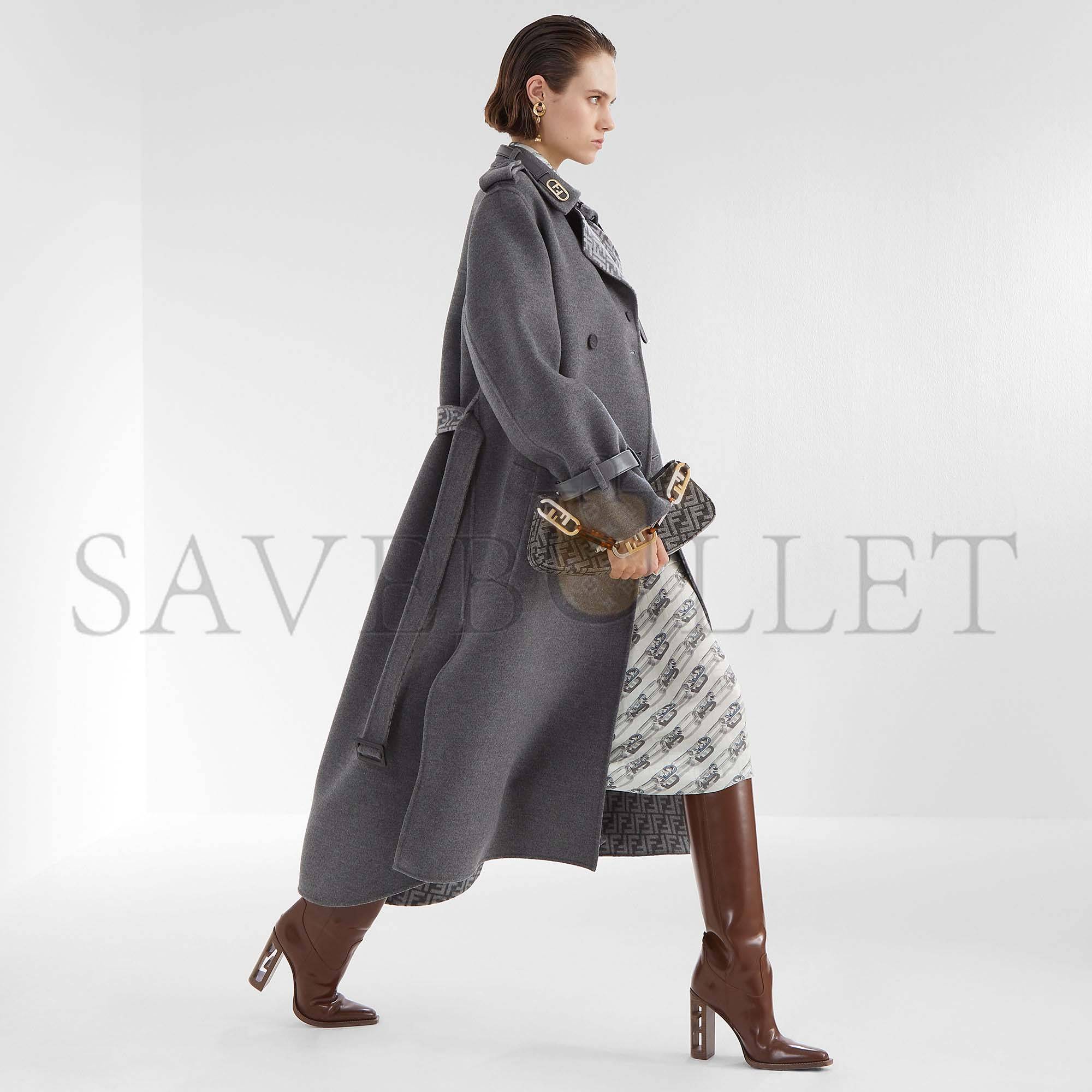 FENDI O’LOCK SWING - DARK GRAY TAPESTRY FABRIC POUCH 8BS068AL9QF1IVG (32*11*5cm) FENDI O’LOCK SWING - DARK GRAY TAPESTRY FABRIC POUCH 8BS068AL9QF1IVG (32*11*5cm)