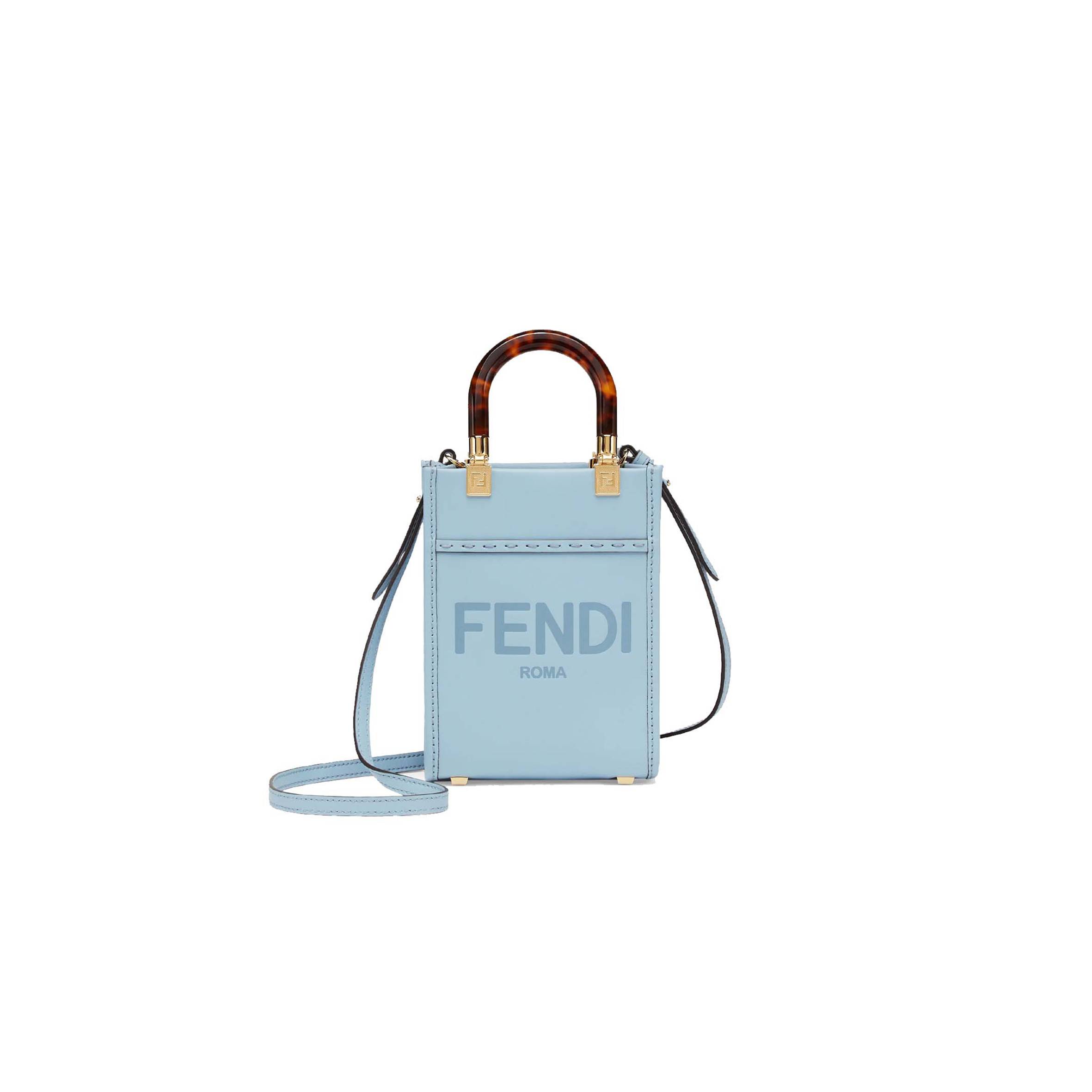 FENDI MINI SUNSHINE SHOPPER - LIGHT BLUE LEATHER MINI BAG 8BS051ABVLF1993 (18*13*6.5cm) FENDI MINI SUNSHINE SHOPPER - LIGHT BLUE LEATHER MINI BAG 8BS051ABVLF1993 (18*13*6.5cm)
