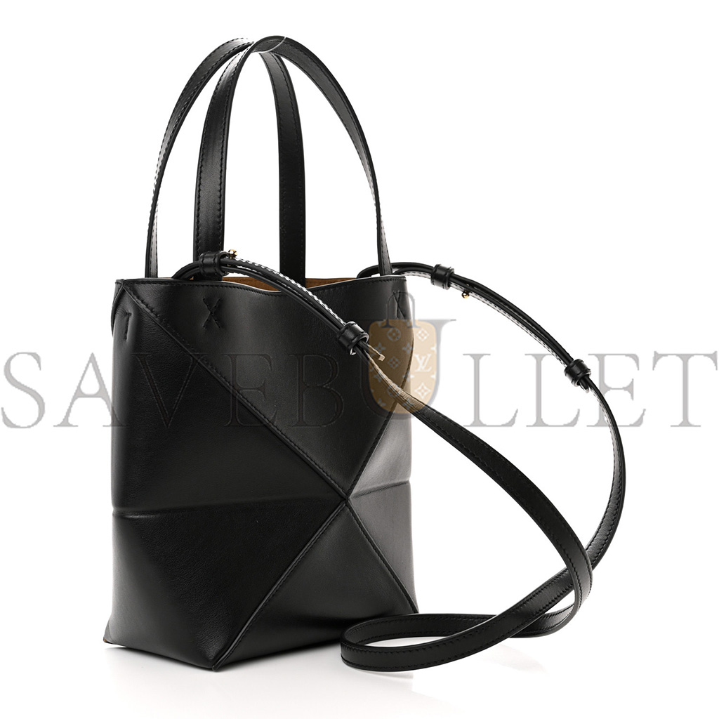 LOEWE SHINY CALFSKIN MINI PUZZLE FOLD TOTE BLACK (20*16*9cm) LOEWE SHINY CALFSKIN MINI PUZZLE FOLD TOTE BLACK (20*16*9cm)
