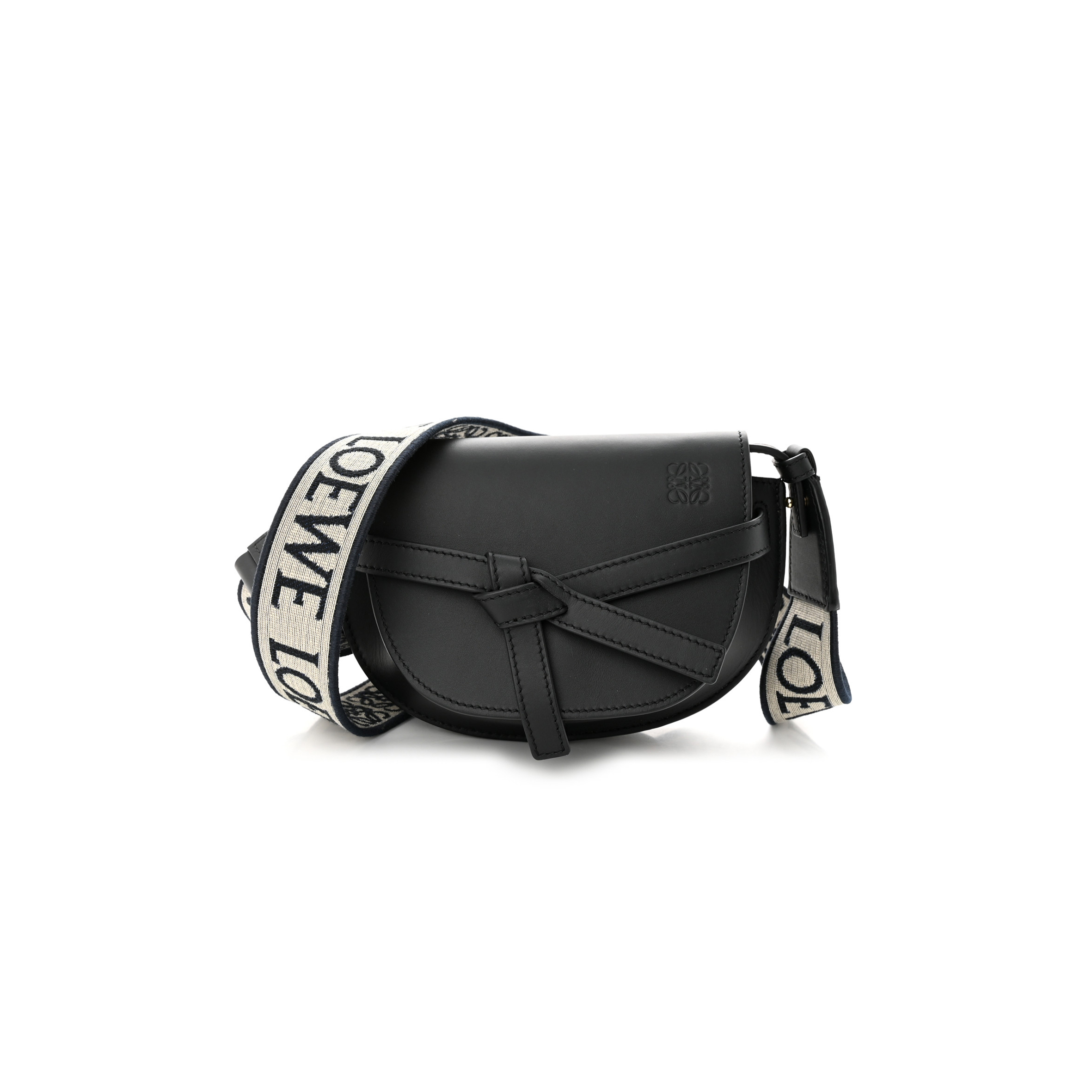 LOEWE CALFSKIN JACQUARD MINI GATE DUAL BAG BLACK (23*13*9cm) LOEWE CALFSKIN JACQUARD MINI GATE DUAL BAG BLACK (23*13*9cm)
