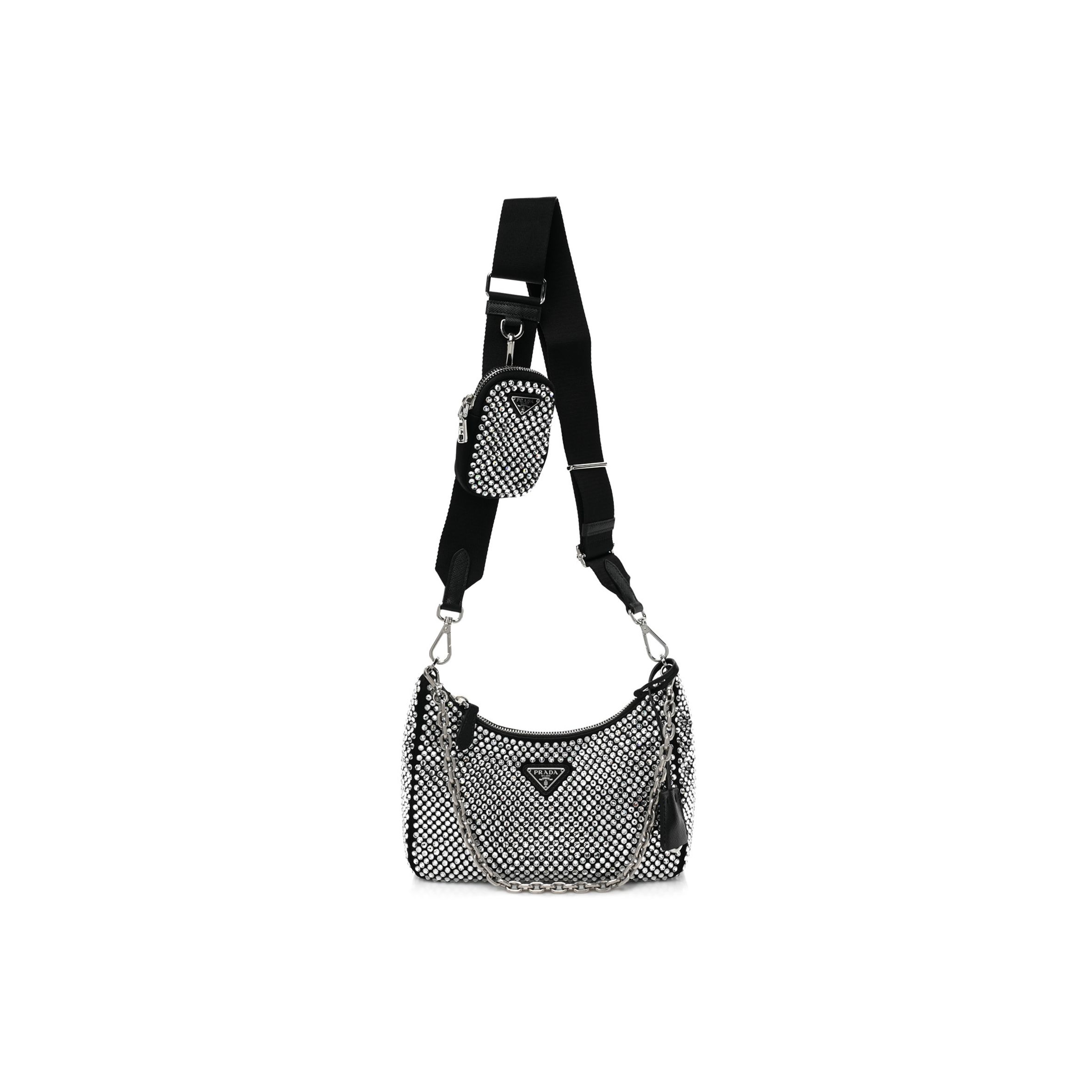 PRADA SATIN CRYSTAL RE-EDITION 2005 SHOULDER BAG CRISTAL (22*17*6cm) PRADA SATIN CRYSTAL RE-EDITION 2005 SHOULDER BAG CRISTAL (22*17*6cm)