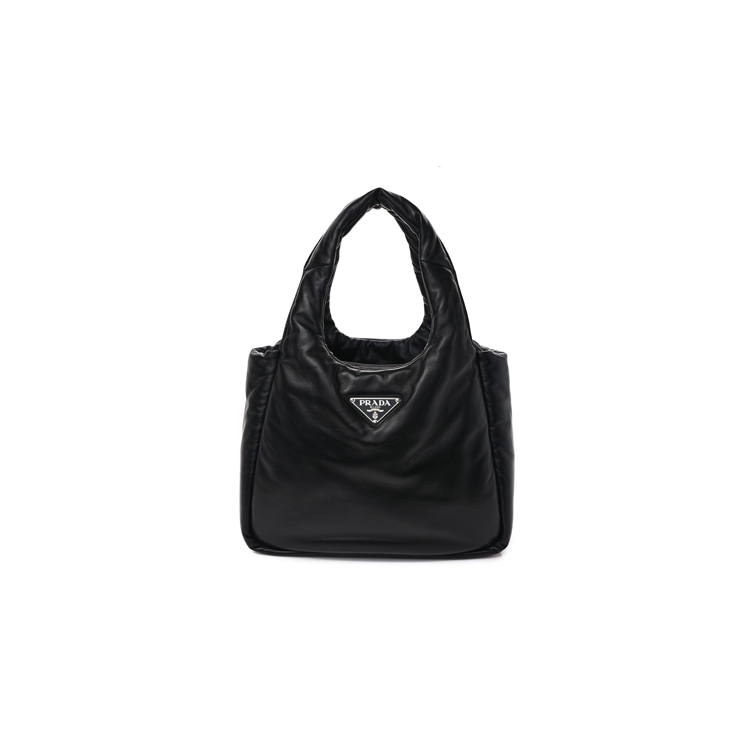 PRADA SOFT NAPPA MEDIUM PADDED SHOULDER BAG BLACK (30*25*11cm) PRADA SOFT NAPPA MEDIUM PADDED SHOULDER BAG BLACK (30*25*11cm)