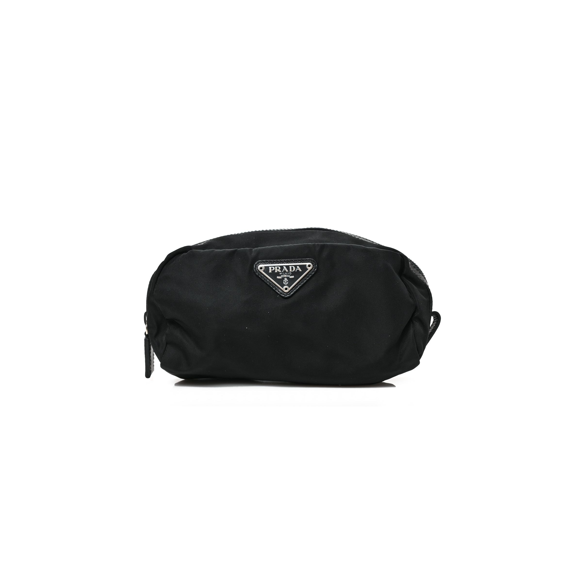 PRADA TESSUTO NYLON SAFFIANO POUCH BLACK (26*13*11cm) PRADA TESSUTO NYLON SAFFIANO POUCH BLACK (26*13*11cm)