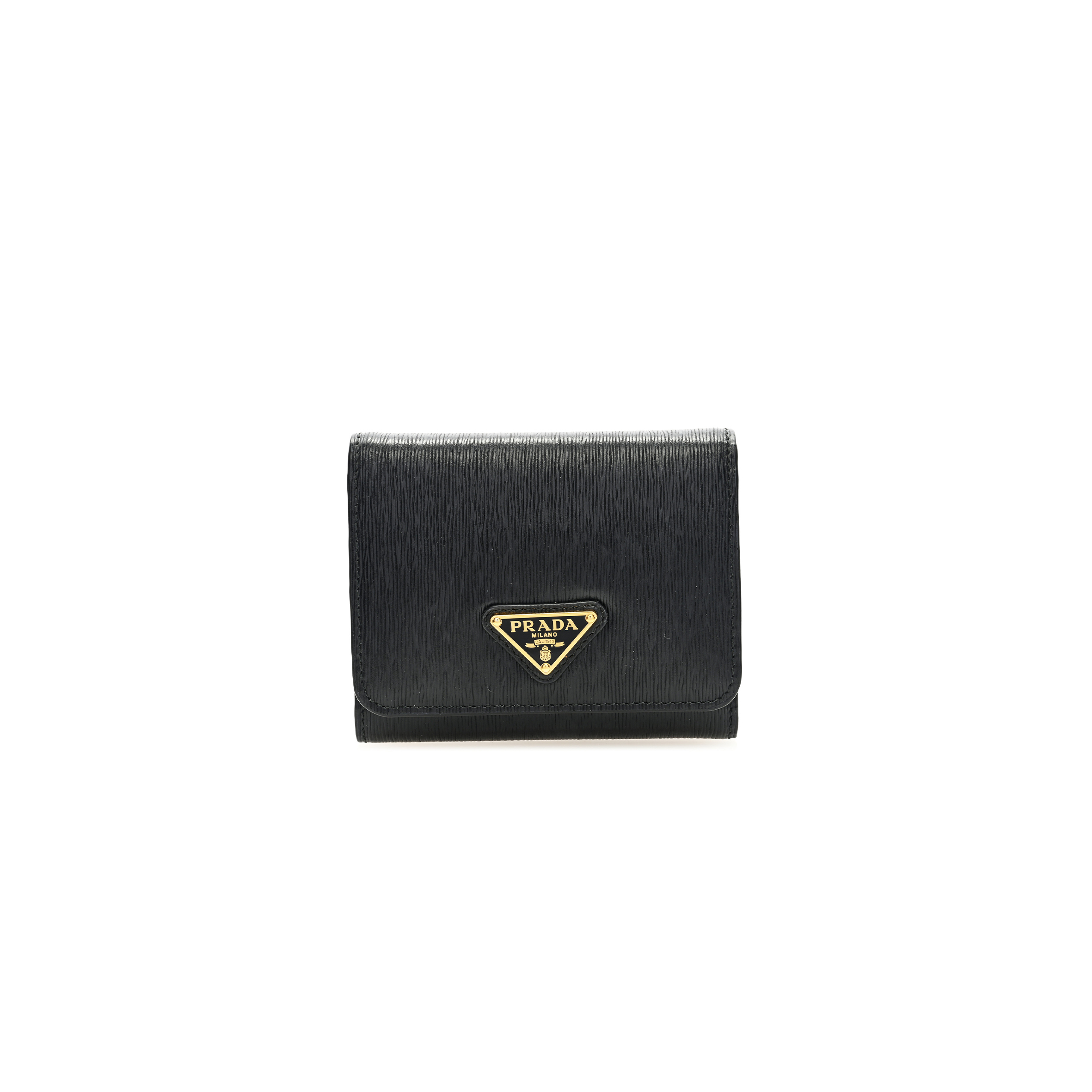 PRADA VITELLO MOVE TRI-FOLD COMPACT WALLET BLACK (11*10*1cm) PRADA VITELLO MOVE TRI-FOLD COMPACT WALLET BLACK (11*10*1cm)