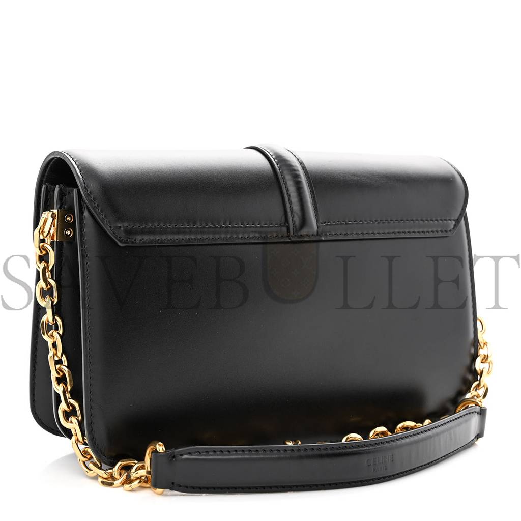 CELINE SATINATED CALFSKIN 16 CHAIN BAG BLACK (23*14*7cm) CELINE SATINATED CALFSKIN 16 CHAIN BAG BLACK (23*14*7cm)