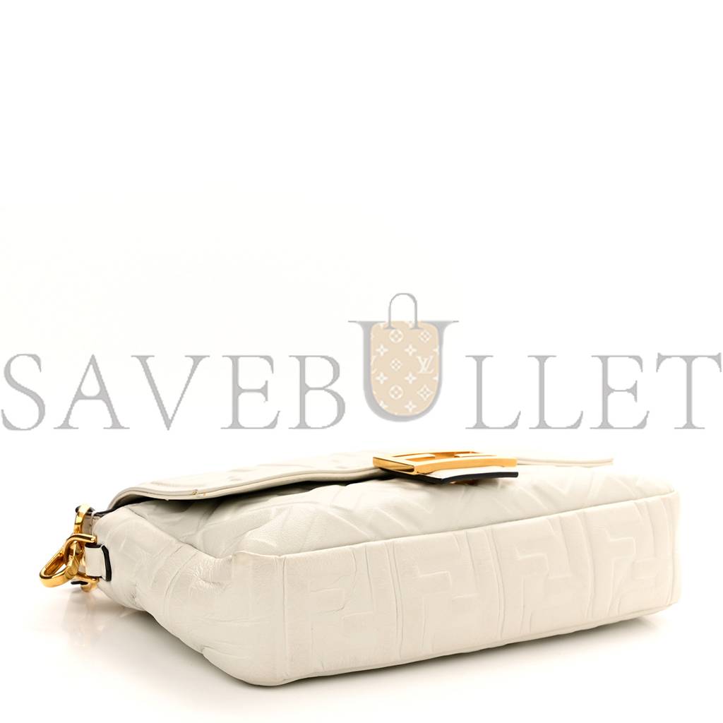 FENDI NAPPA FF 1974 EMBOSSED BAGUETTE WHITE (25*20*8cm) FENDI NAPPA FF 1974 EMBOSSED BAGUETTE WHITE (25*20*8cm)