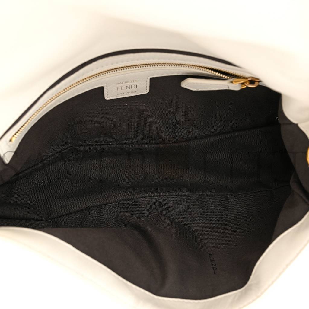 FENDI NAPPA FF 1974 EMBOSSED BAGUETTE WHITE (25*20*8cm) FENDI NAPPA FF 1974 EMBOSSED BAGUETTE WHITE (25*20*8cm)