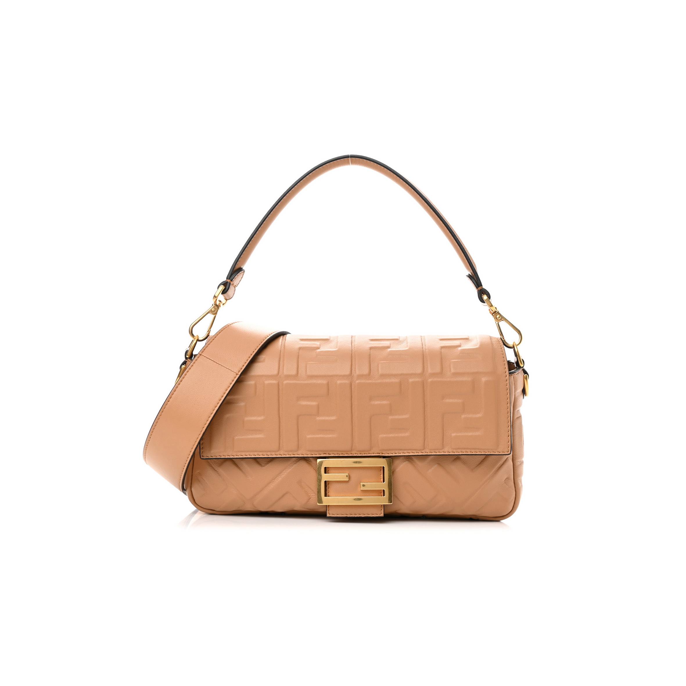 FENDI NAPPA FF 1974 EMBOSSED BAGUETTE MIELE SCURO (25*17*5cm) FENDI NAPPA FF 1974 EMBOSSED BAGUETTE MIELE SCURO (25*17*5cm)